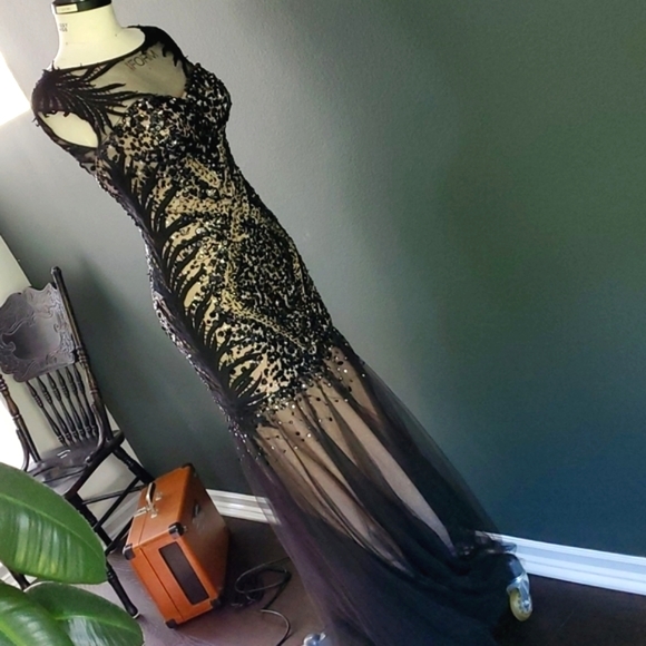 Beaded Black Formal Gown - Picture 2 of 14